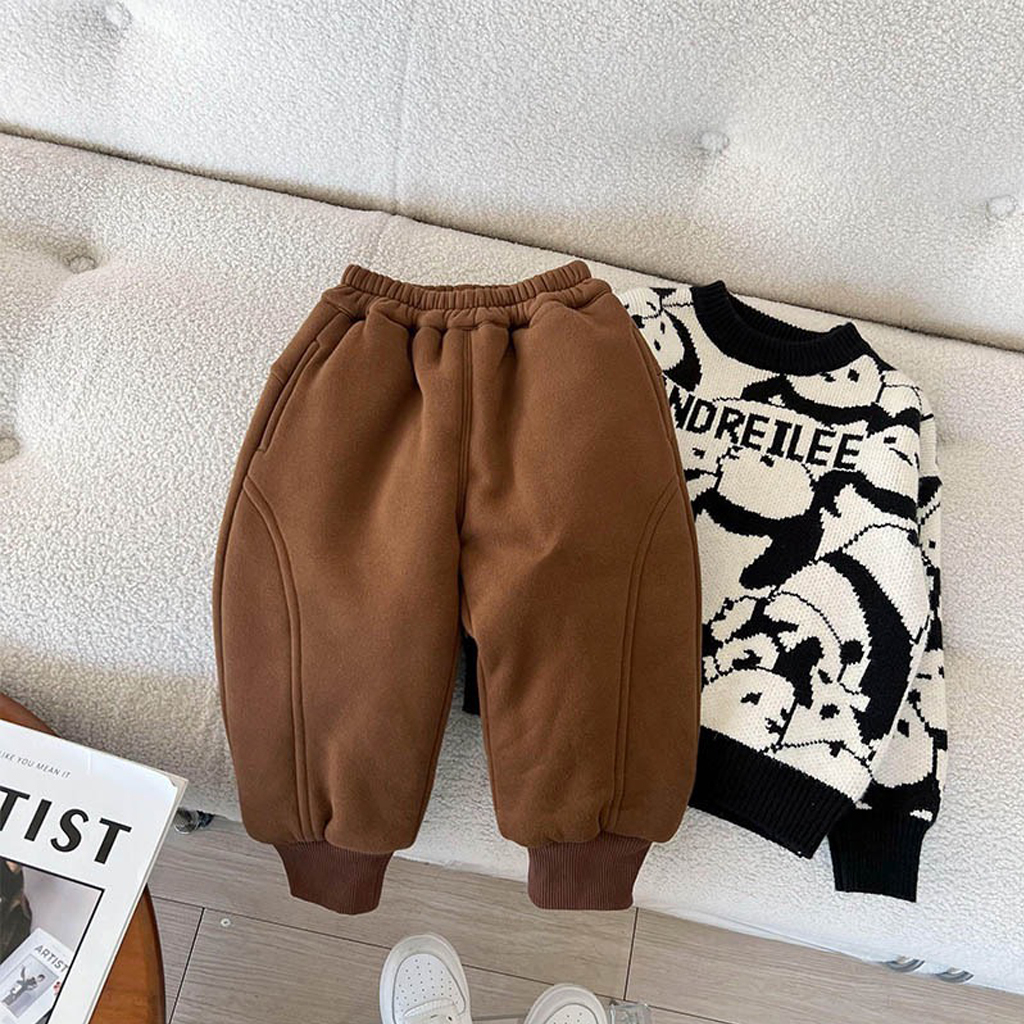 Quần Nỉ Bông Trơn Cao Cấp, Quần Thu Đông Dày Dặn Cho Bé Trai, Bé Gái Từ 7-25kg - LEON KIDS