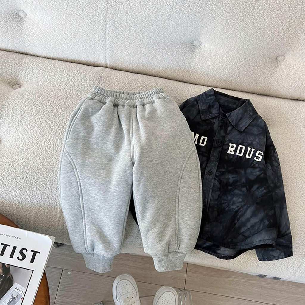 Quần Nỉ Bông Trơn Cao Cấp, Quần Thu Đông Dày Dặn Cho Bé Trai, Bé Gái Từ 7-25kg - LEON KIDS