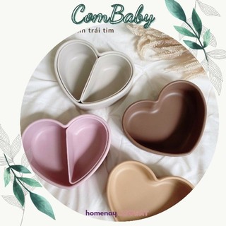 Khay ăn dặm silicon hình trái tim có nắp Loveat Hàn Quốc mẫu mới cho bé