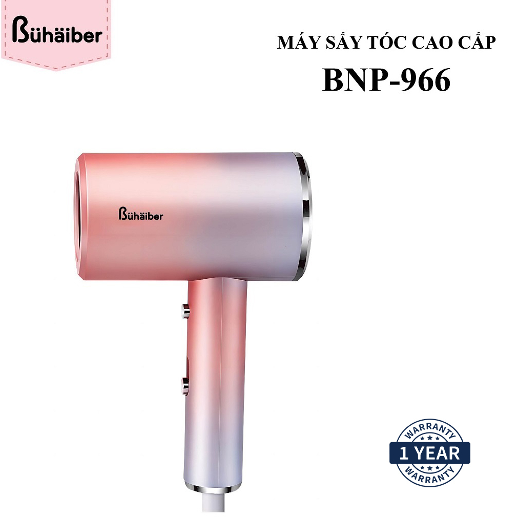 Máy sấy tóc Bühäiber 2 chiều nóng lạnh, chống xơ rối tóc bằng công nghệ ion, 2200W - BNP966