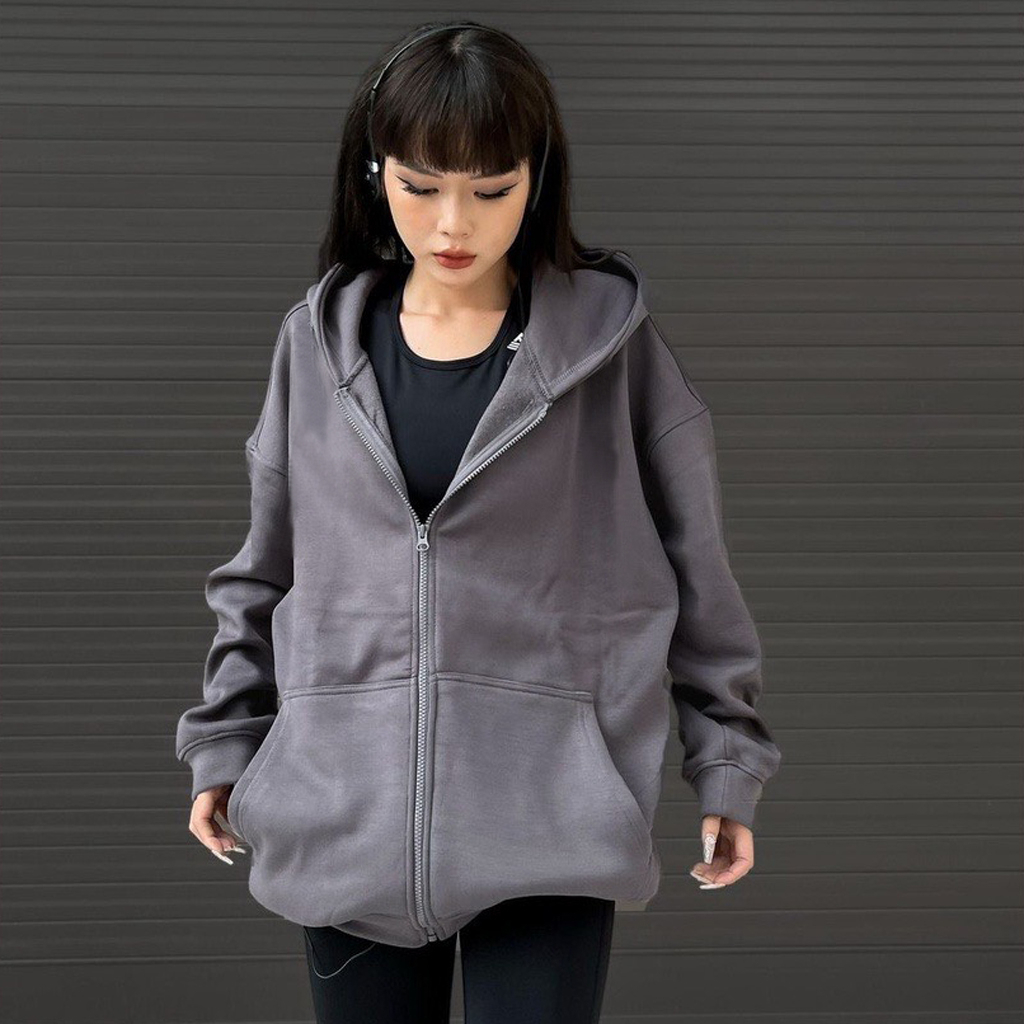 Áo khoác hoodie boxy khoá zip khoác ngoài nỉ ngoại cao cấp unisex form rộng Lamour Paris | BigBuy360 - bigbuy360.vn