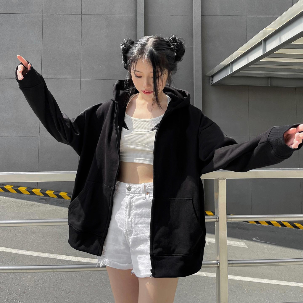 Áo khoác hoodie boxy khoá zip khoác ngoài nỉ ngoại cao cấp unisex form rộng Lamour Paris | BigBuy360 - bigbuy360.vn