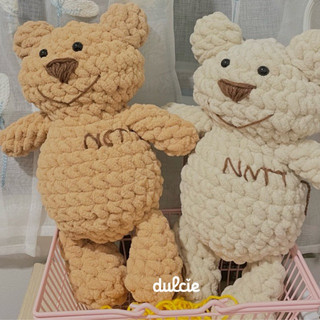 Gấu Nhồi Bông Teddy Handmade Bằng Len Sợi Mềm Mịn