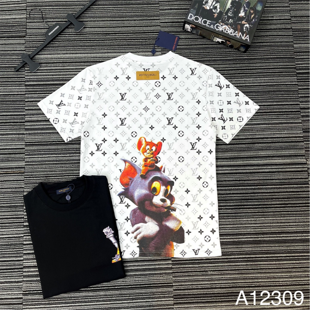 Áo Phông Nam In Logo Chữ Ngực Cực Đẹp - Áo Phông LV Nam In Họa Tiết Sau Lưng Siêu Đẹp