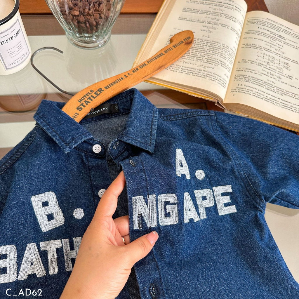 Áo khoác bò cho bé trai EMBES KIDS, áo sơ mi bò trẻ em từ 11kg đến 31kg