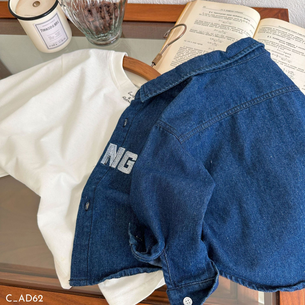 Áo khoác bò cho bé trai EMBES KIDS, áo sơ mi bò trẻ em từ 11kg đến 31kg