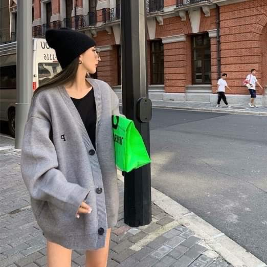 Áo Khoác Cardigan Tay Dài Over Size Dáng Dài Cổ V Thêuu Chữ P  Siêu Chất Phong Cách Hàn Quốc Phù Hợp Mọi Lứa Tuổi Nangan | BigBuy360 - bigbuy360.vn