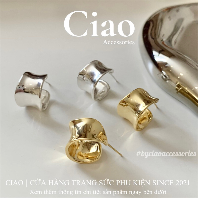 Khuyên tai/ Bông tai mạ bạc S925 thiết kế phong cách trendy Kane Ciao