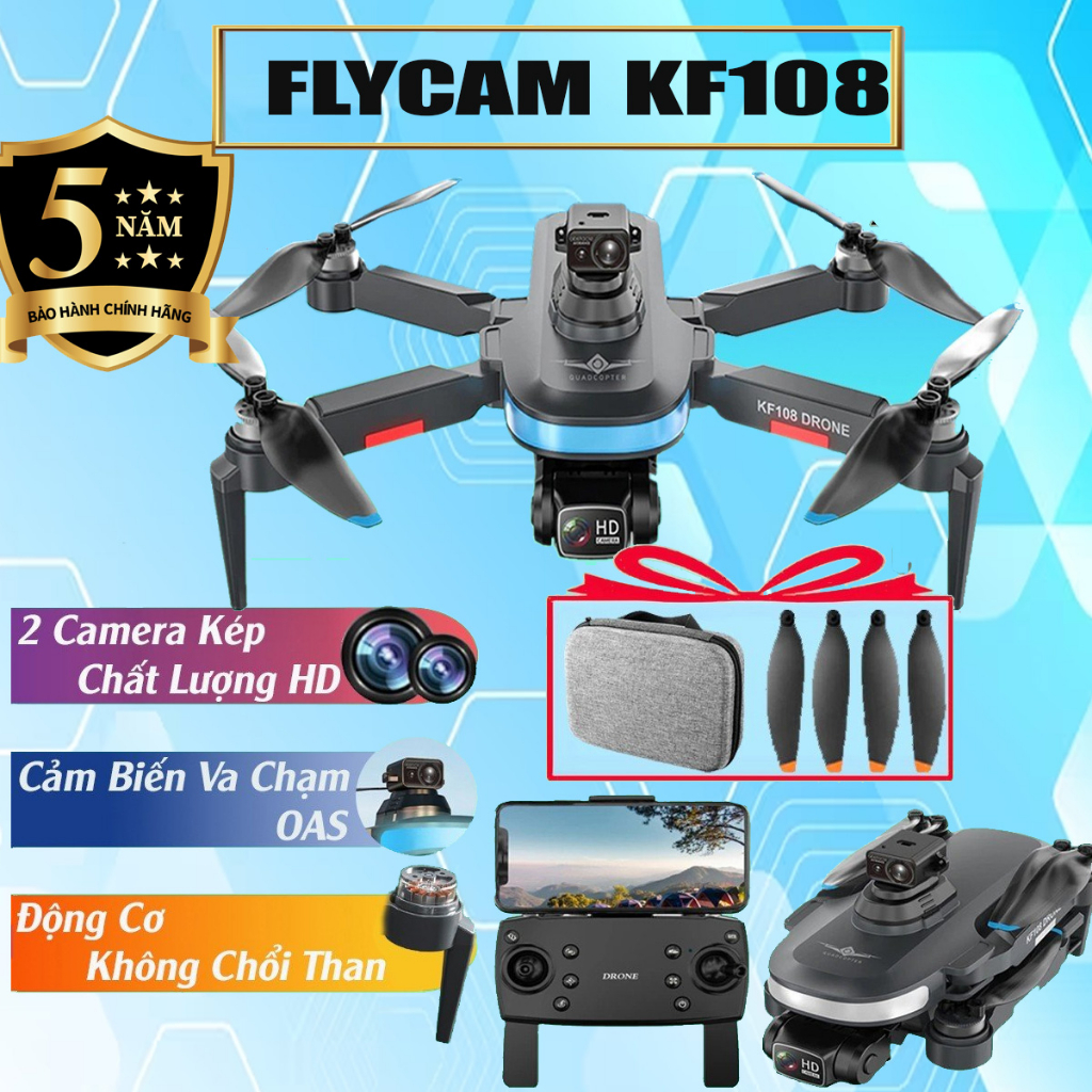 Máy bay không người lái  Flycam KF108 Cảm biến chống va chạm - trang bị camera HD 6K - Động cơ không chổi than bền bỉ | BigBuy360 - bigbuy360.vn