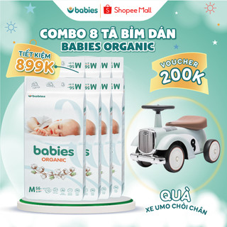 Combo 8 Bịch Tã Bỉm Dán Babies Organic có đủ size thương hiệu Việt thấm hút cực nhanh, chống tràn, siêu mềm mịn cho bé