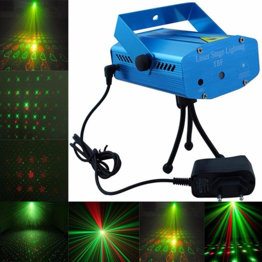 Đèn Chiếu Laser Vũ Trường Cảm Biến Âm Thanh, Đèn Chiếu Sao Trang Trí Mini Laser Stage Lighting, Đèn Chiếu Laze Mini