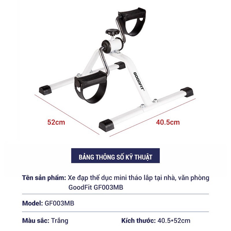 (hỏa tốc )Xe đạp thể dục mini tháo lắp tại nhà, văn phòng GoodFit GF003MB