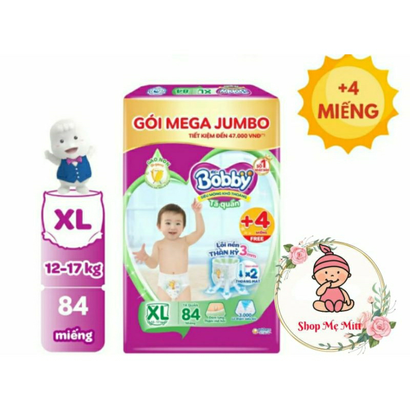 Tã quần bobby mega jumbo M112 / L96 / XL84 / XXL76