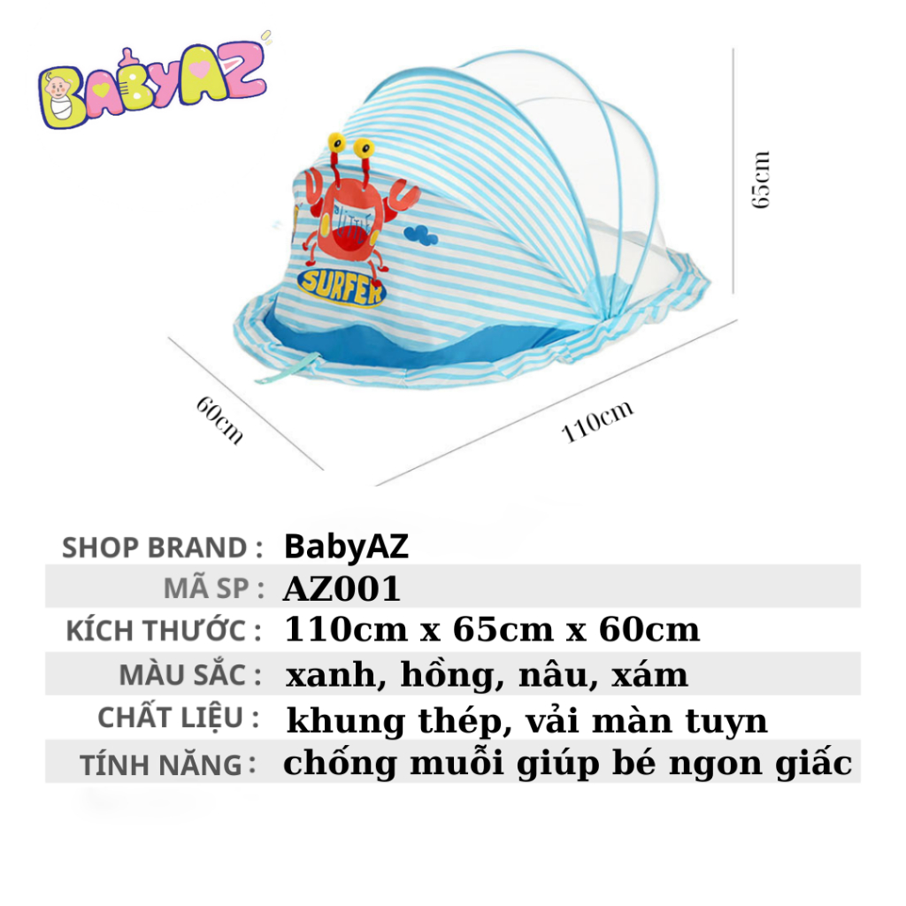 Màn chụp tự bung cho bé mùng chụp gấp gọn xếp thông minh có chắn sáng hình thú KILUTA