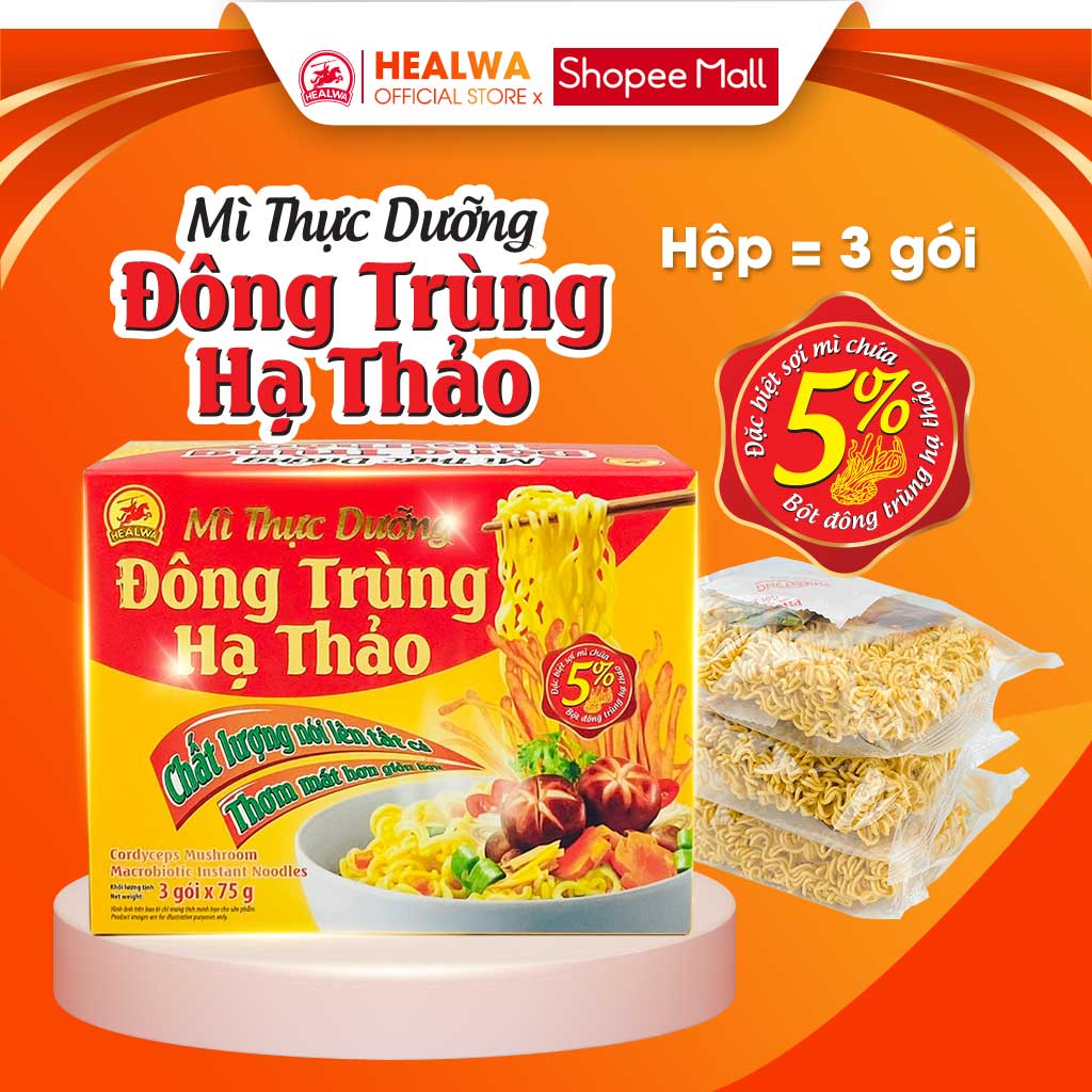 Mì thực dưỡng ăn liền Đông trùng hạ thảo Healwa  thơm ngon bổ dưỡng chay mặn đều dùng được