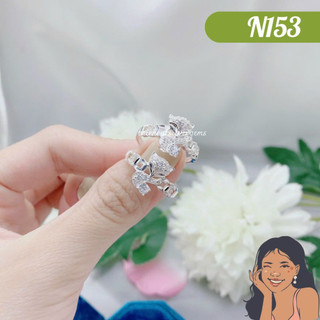 N153 nhẫn kim tiền tiểu hồ ly đính đá bạc thật thiên cát s950
