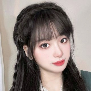 🍒🍒CHERRYKOKO Băng Đô Tóc Giả Kiểu Tóc Tết Bím Tự Nhiên Có Mái Bằng Tóc Giả Cho Nữ