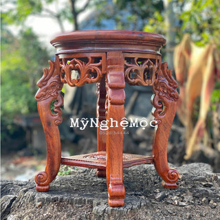Đôn tròn chân rồng ,Kỷ chân rồng đôn rồng cao đế tròn chân cong kê đồ trang trí nhà cửa gỗ hương