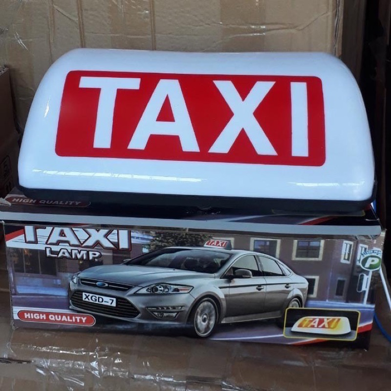 Mào TAXI đế nam châm 2 màu vàng và trắng