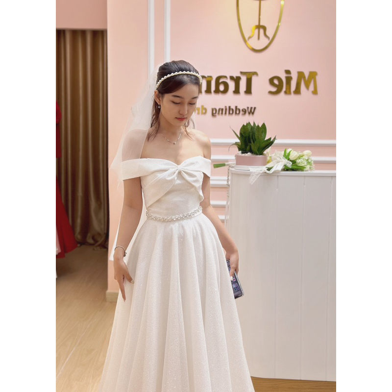 CDKT296- Váy cưới lấp lánh , váy cô dâu , váy cưới đi bàn