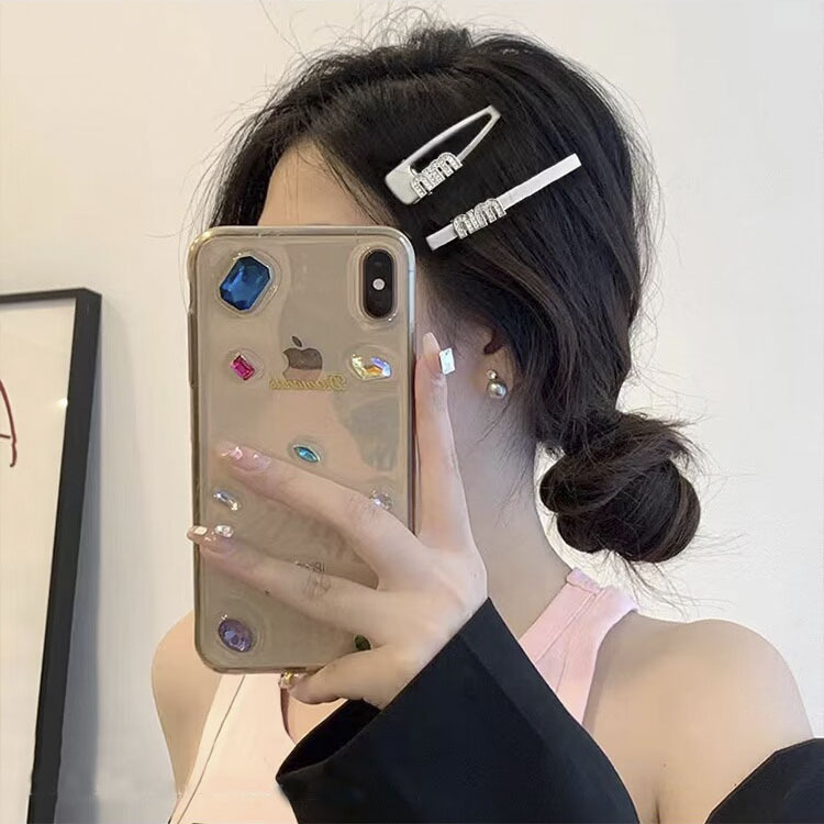 MVP3264 Set 7 kẹp tóc kim loại black.pink đính đá cao cấp