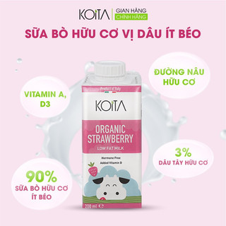 (Hàng có sẵn) Sữa tươi hữu cơ vị dâu ít béo Koita 200ml