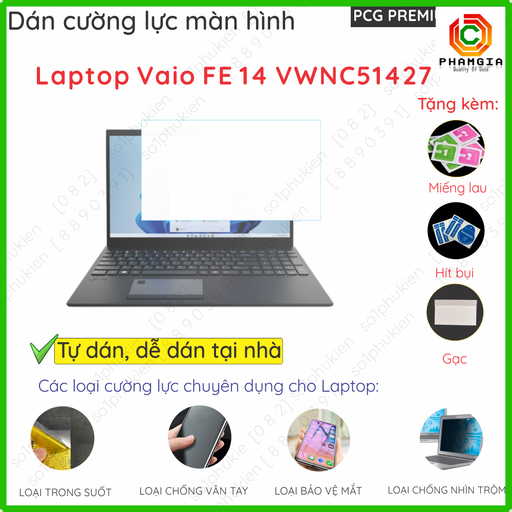 Dán màn hình cường lực laptop Vaio FE 14 VWNC51427 14" nano dẻo siêu mỏng trong suốt, nhám chống vân,chống nhìn trộm
