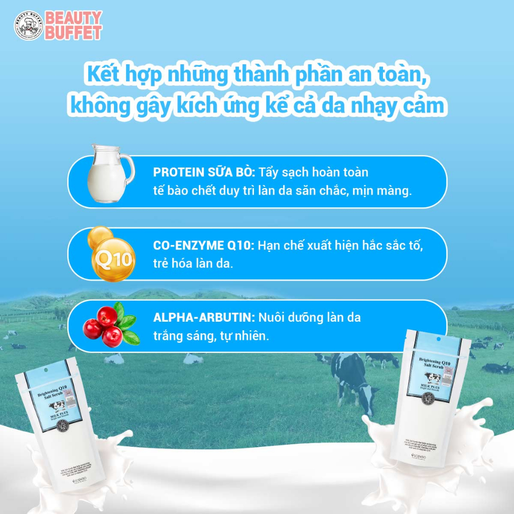 [TIẾT KIỆM HƠN] Combo 2 Muối tẩy tế bào chết dưỡng trắng và trẻ hóa da Scentio Milk Plus 300g