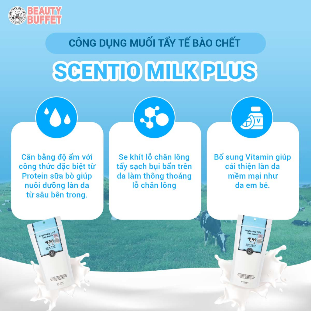 [TIẾT KIỆM HƠN] Combo 2 Muối tẩy tế bào chết dưỡng trắng và trẻ hóa da Scentio Milk Plus 300g