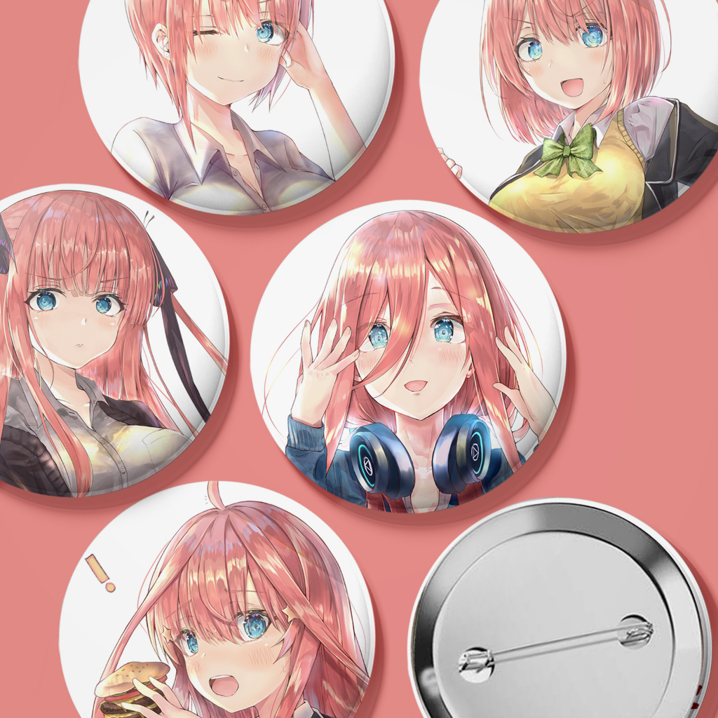 Huy Hiệu Cài Áo Anime - Nhà Có 5 Nàng Dâu - Ghim Cài Áo, Badge Phụ Kiện Manga Go Toubun