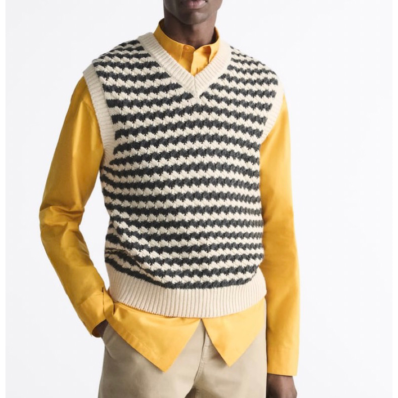 Áo gile Zara authentic STRIPED KNIT VEST size S-M