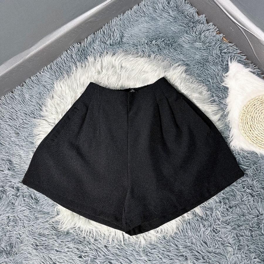 Quần đùi xếp ly Bigsize nữ dáng chữ A đai cao lưng thun co giãn không có nút và khóa kéo Q26