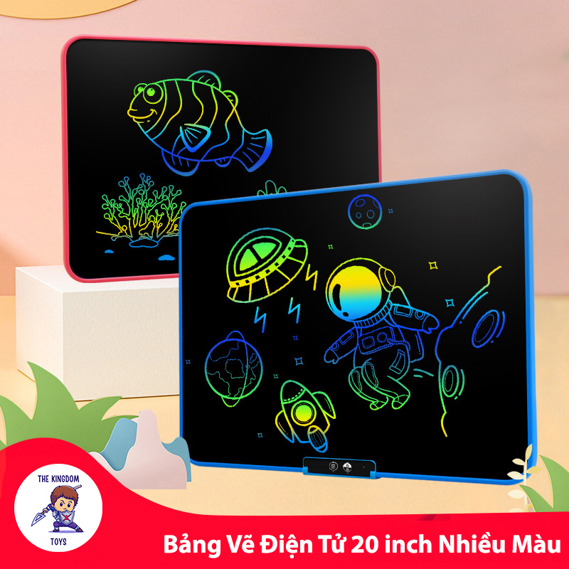 Bảng Vẽ Điện Tử 3D Đa Sắc Màu Kích Thước Lớn 13,16,20 Inch Màn Hình LCD Tự Xóa Tặng Kèm Bút Vẽ Cảm Ứng Lực Viết Bảng