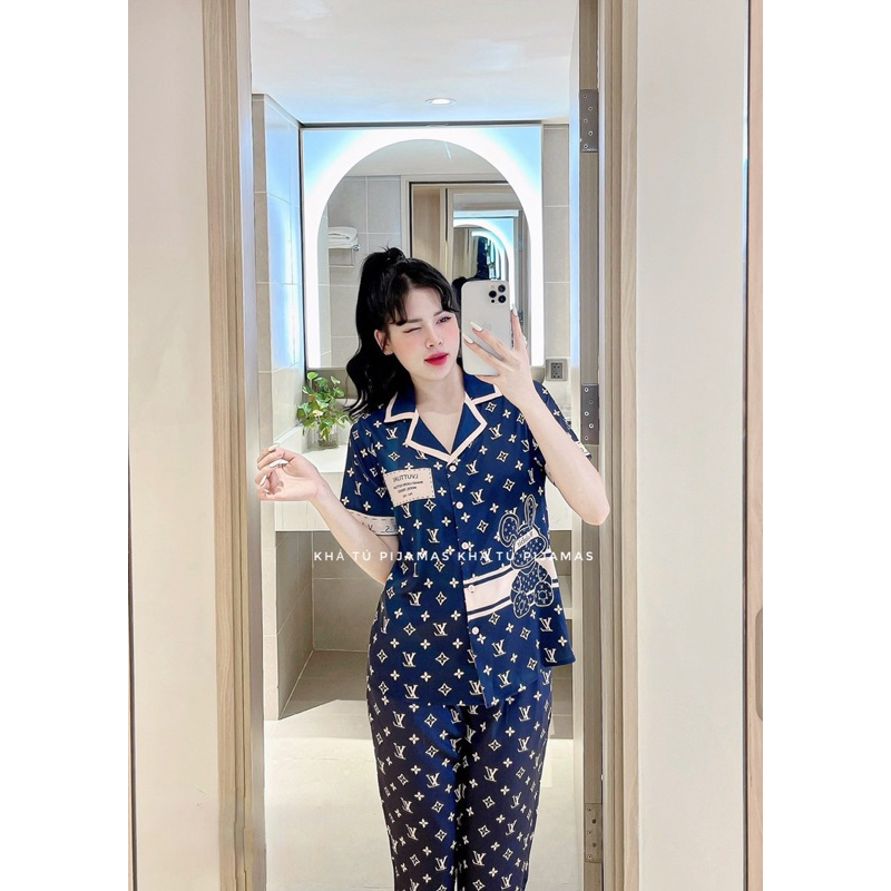 Set Pijamas lụa mịn luxury hoạ tiết LV hãng Choco