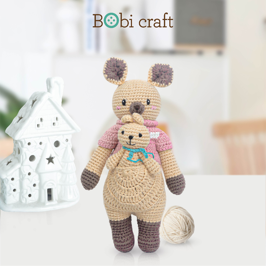 [Hàng chính hãng bao đổi trả] Thú bông len Bobi Craft - Kangaroo đứng M - Đồ chơi an toàn quà tặng bé