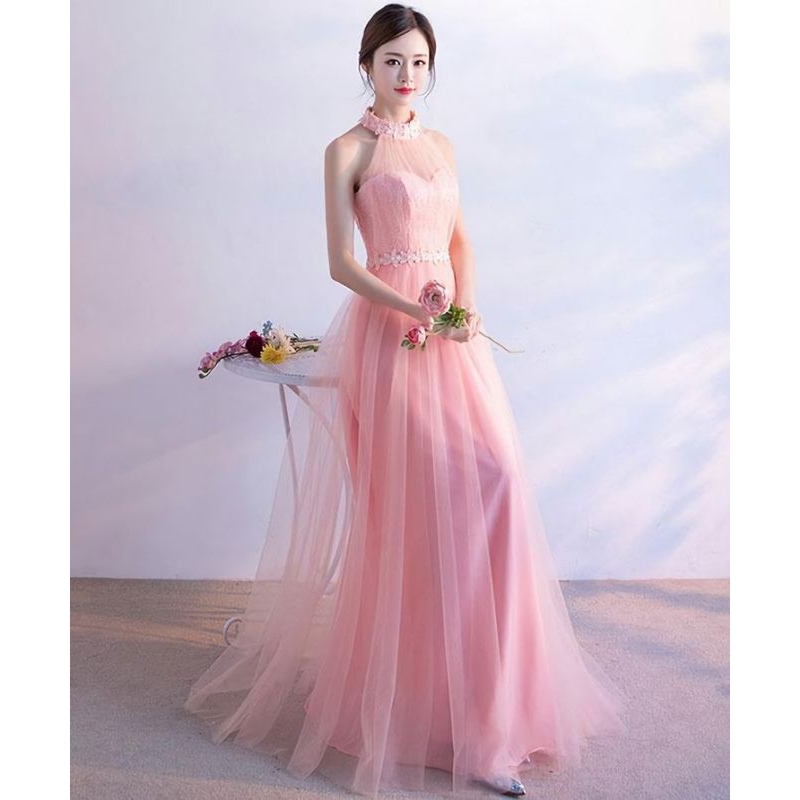 Váy Dự Tiệc Dạ Hội Hồng Phấn Dáng Xoè Qua Đầu Gối Tiểu Thư Nhẹ Nhàng Xinh Xắn