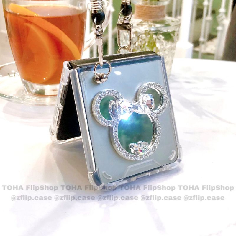 Ốp Lưng Samsung Z Flip 3 / Z Flip 4/ Z Flip 5 chống sốc có dây đeo chéo và gương mickey ZFlip3 / ZFlip4/ ZFlip5