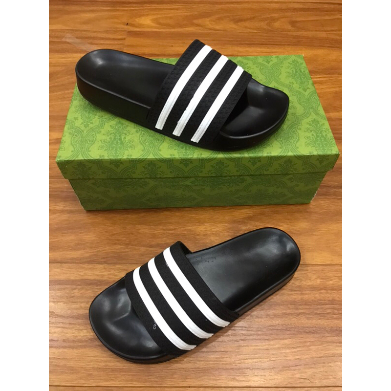 Dép lê thời trang quai ngang nam đẹp, kẻ sọc đen trắng .Sẵn kho 38-43