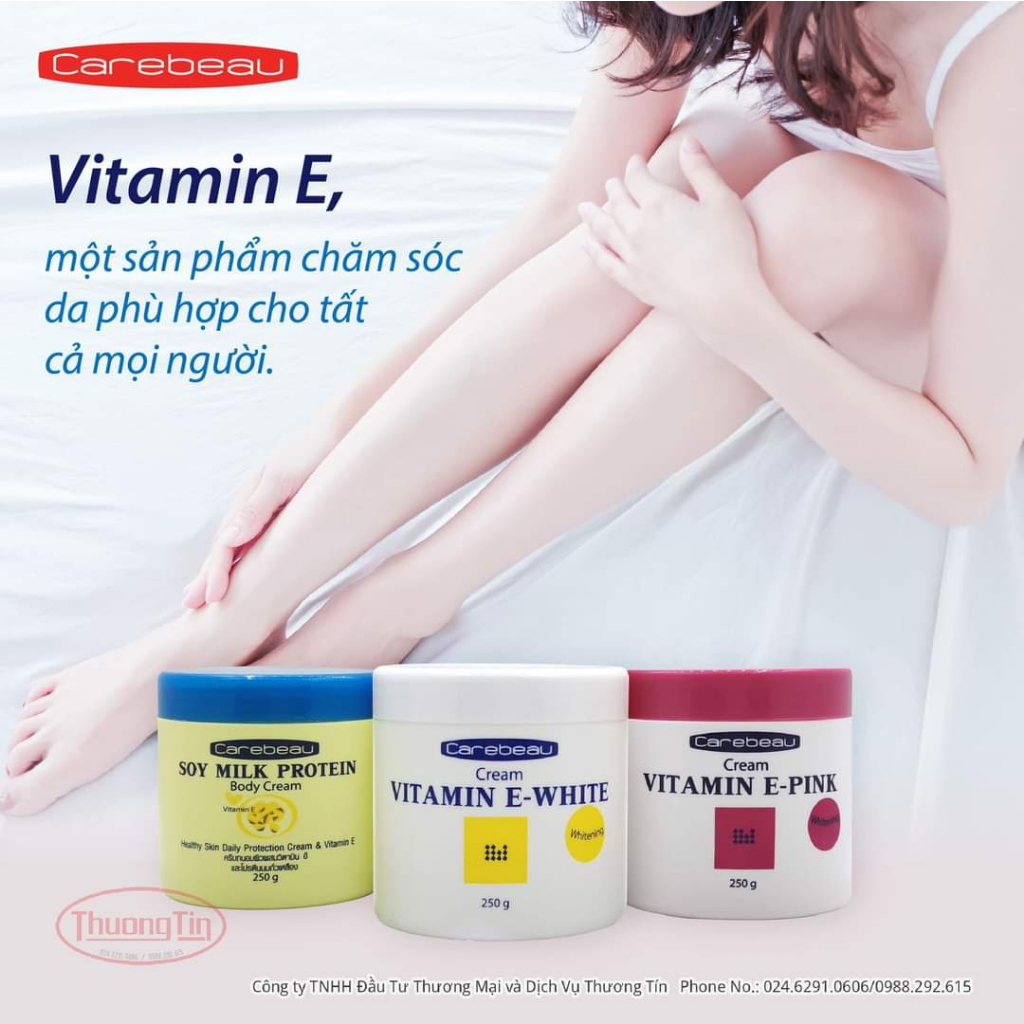Kem dưỡng da toàn thân Vitamin E Carebeau Thái Lan màu hồng 250ml