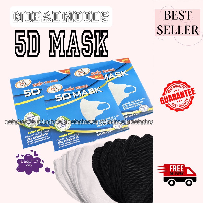 Khẩu trang 5D mask quai thun 3 lớp kháng khuẩn chính hãng