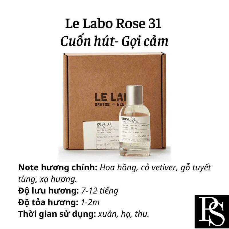 Nước Hoa Unisex LeLaBo Dòng ROSE 31 chai 100ml