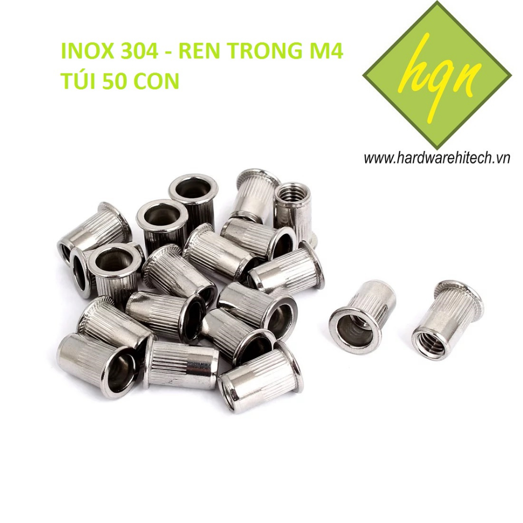 (TÚI 50 CON) TÁN RÚT 304 REN 4MM/ TÁN RÚT INOX 304 M4/ ECU RÚT SS304 4 LY