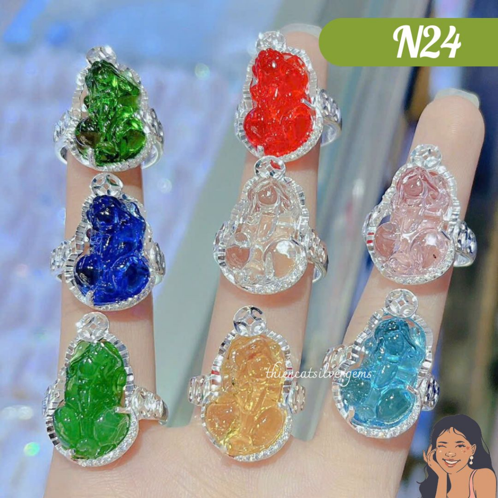 N24 Nhẫn Tỳ Hưu Thiên Lộc Tourmaline Bạc thật nguyên chất Thiên Cát