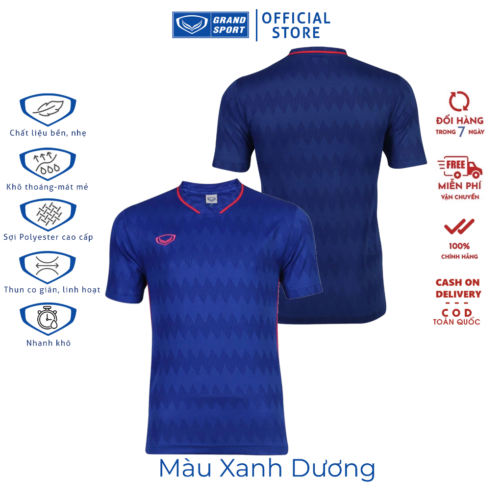 Áo bóng đá Grand Sport 11496 chất thun Polyester siêu nhẹ công nghệ dệt G-Micro Jacquard thoáng mát nhanh khô khử mùi