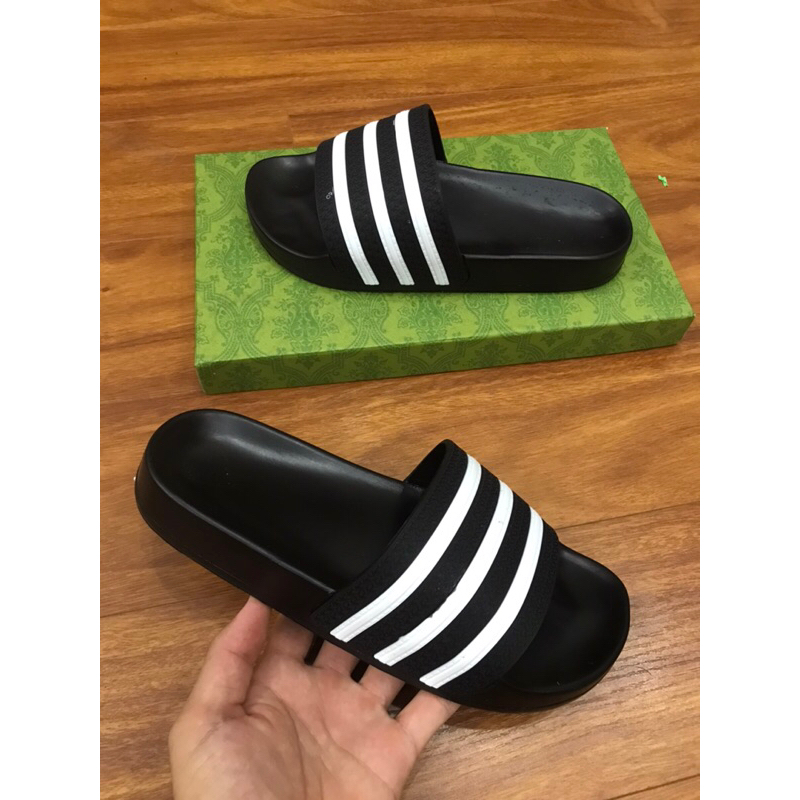Dép lê thời trang quai ngang nam đẹp, kẻ sọc đen trắng .Sẵn kho 38-43