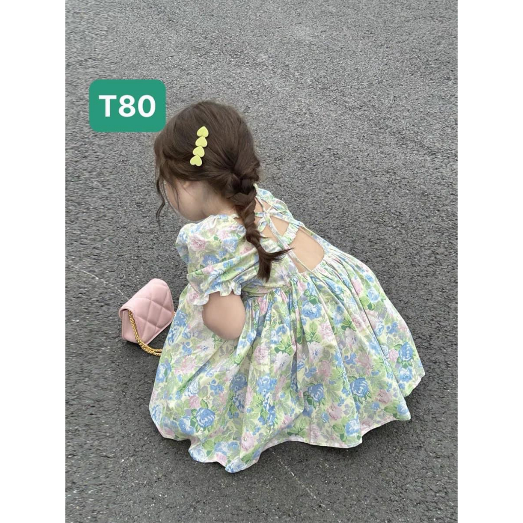 T80 Váy cho bé Váy xanh mint cho bé gái điệu đà