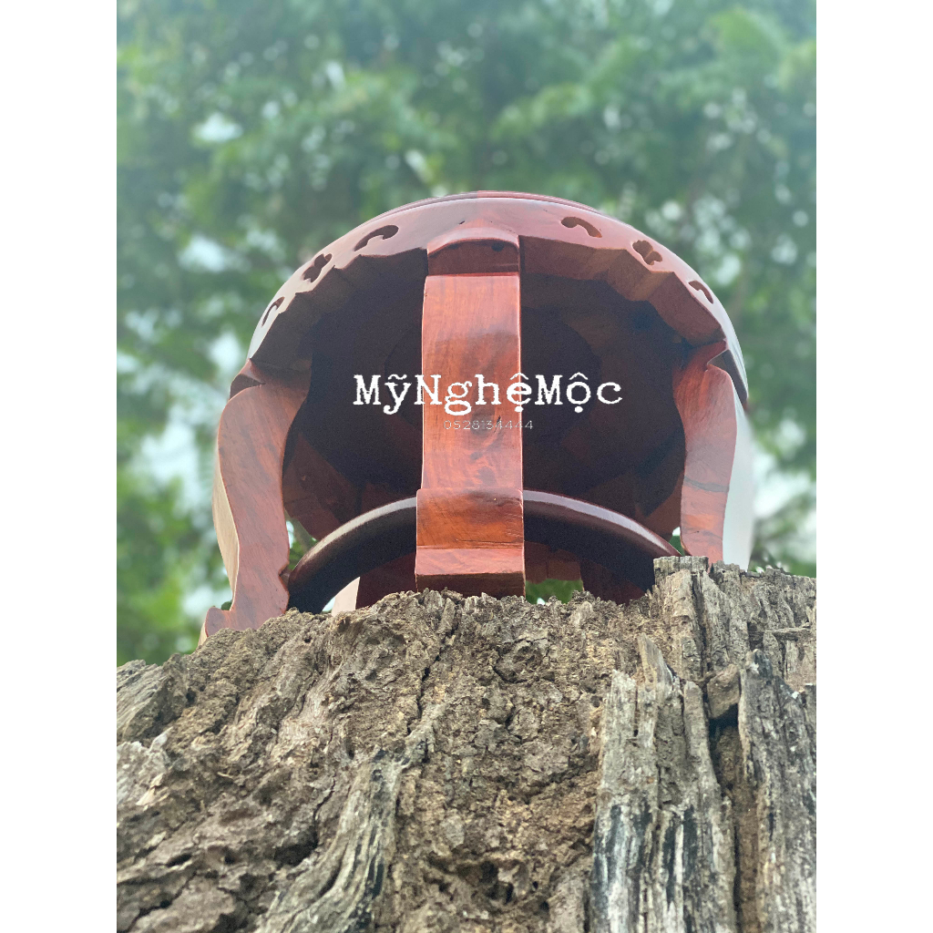 Đôn tròn trơn đôn chân hoa đế tròn chân hoa kỷ tròn kê đồ trang trí nhà cửa gỗ hương