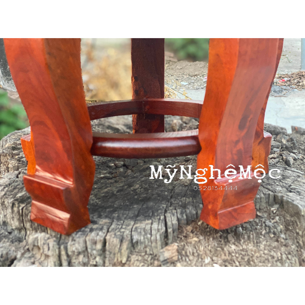 Đôn tròn trơn đôn chân hoa đế tròn chân hoa kỷ tròn kê đồ trang trí nhà cửa gỗ hương