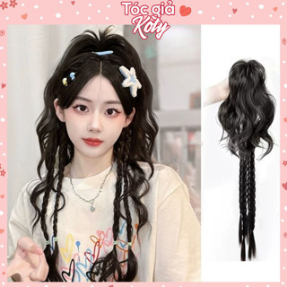 Tóc giả ngoạm xoăn thắt bính Koty, tóc giả kẹp phủ thẳng thắt bím cho nữ trẻ trung cá tính