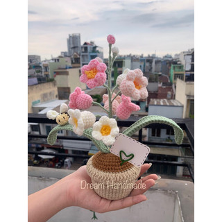[Có sẵn] Chậu Hoa Linh Lan Dream Handmade (tag cắm ghi lời chúc theo yêu cầu, ib lời chúc cho shop nhé)